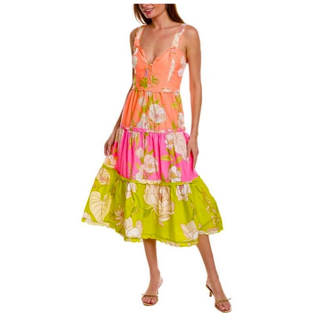 Farm Rio Mixed Neon Garden Midi Dress - NWT  - Size XL